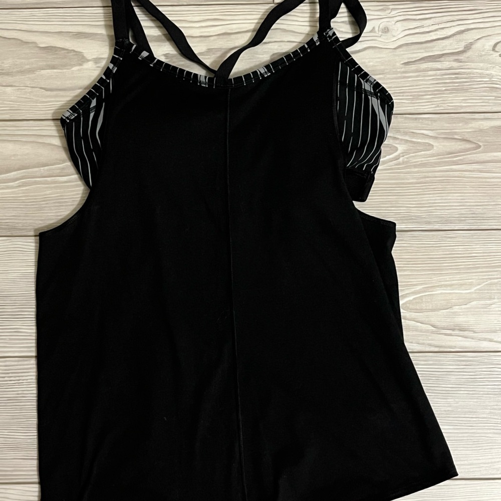 Athleta Black Strappy Tank Top with Built- in Sports Bra